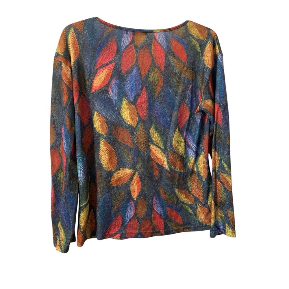Colorful And Comfortable C.O.Z.Y. Shirt Size Medium V Neck Women Stretch Bright - Picture 2 of 12